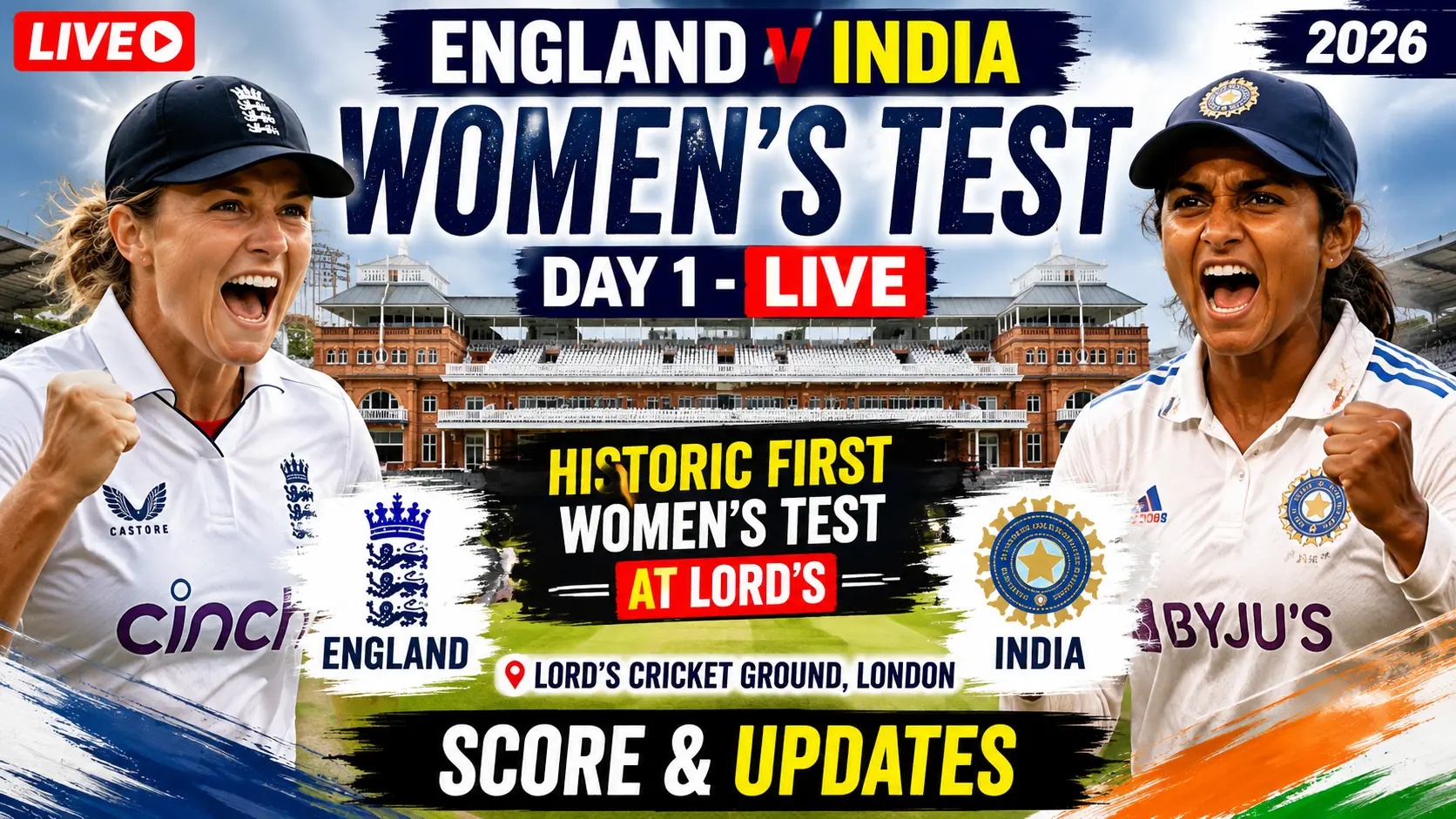 England vs India Women Test Live Score Day 1